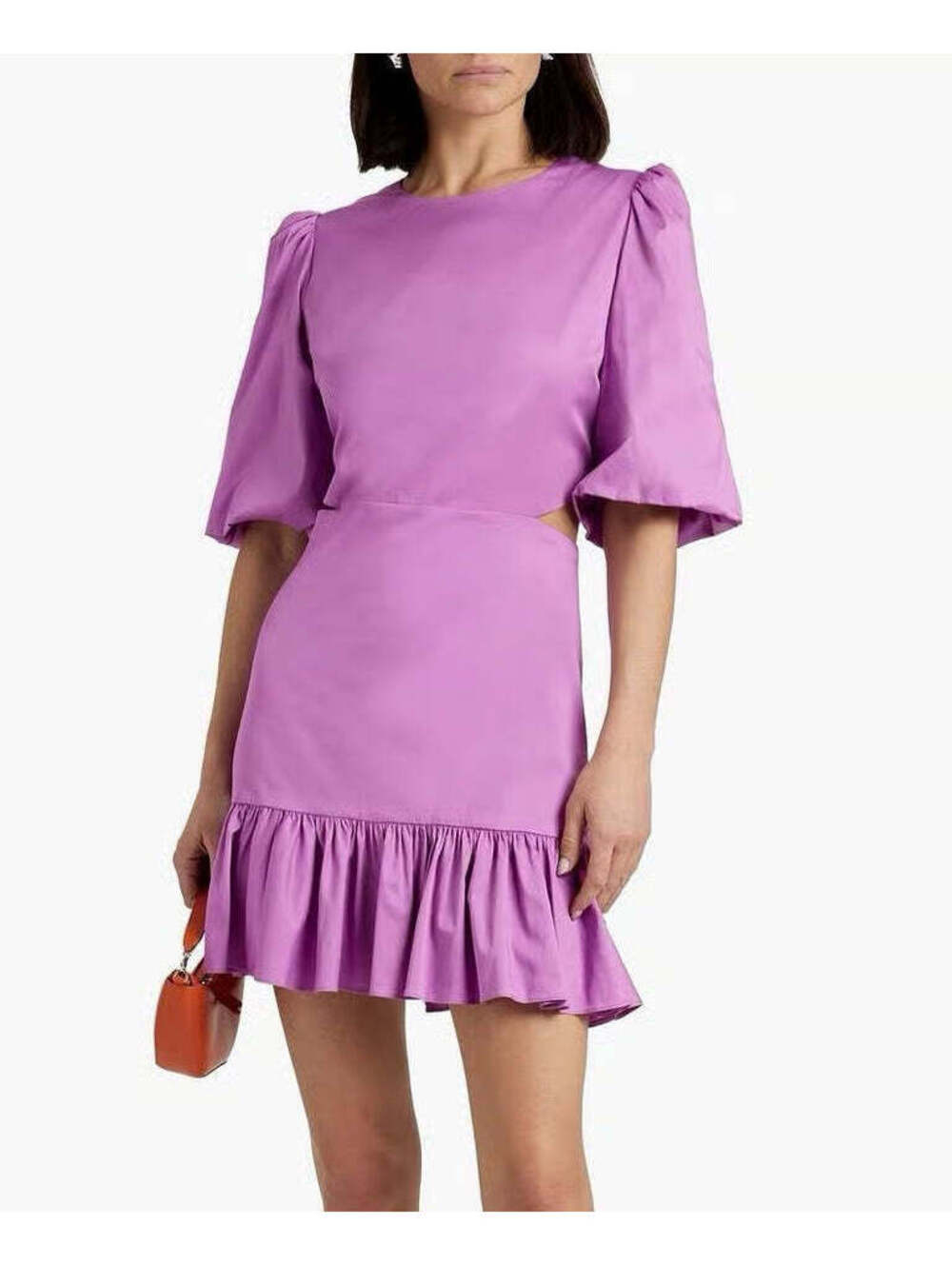 Veronica Beard Violet Purple Iker Puff Sleeve Side Cutout Mini Dress Size 4